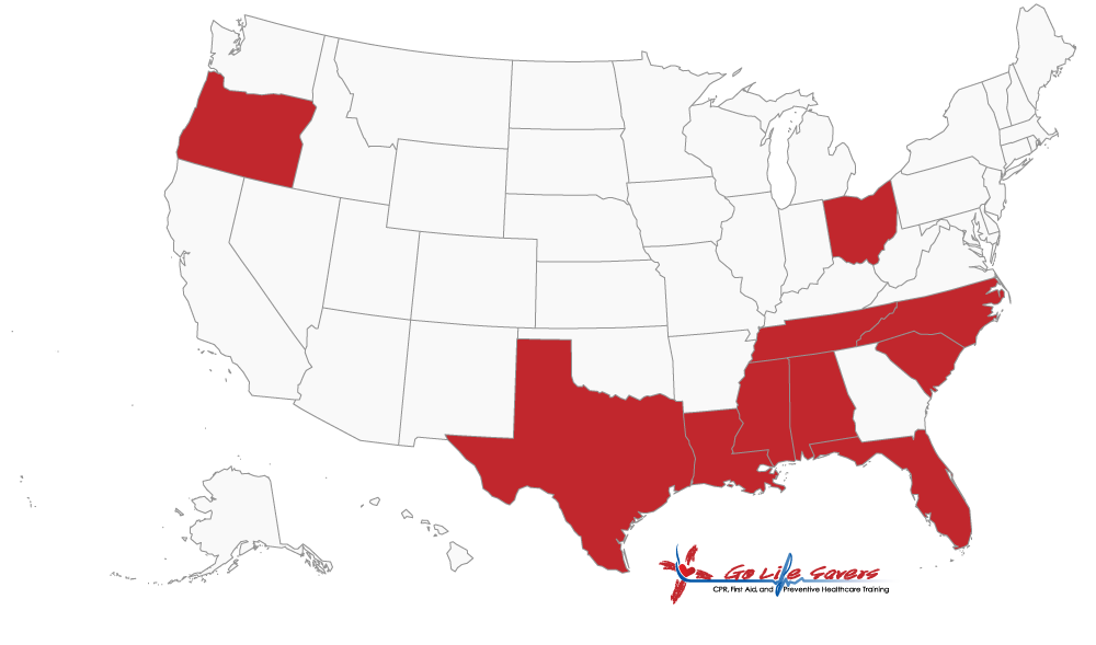 First Aid CPR and AED Training Location Map